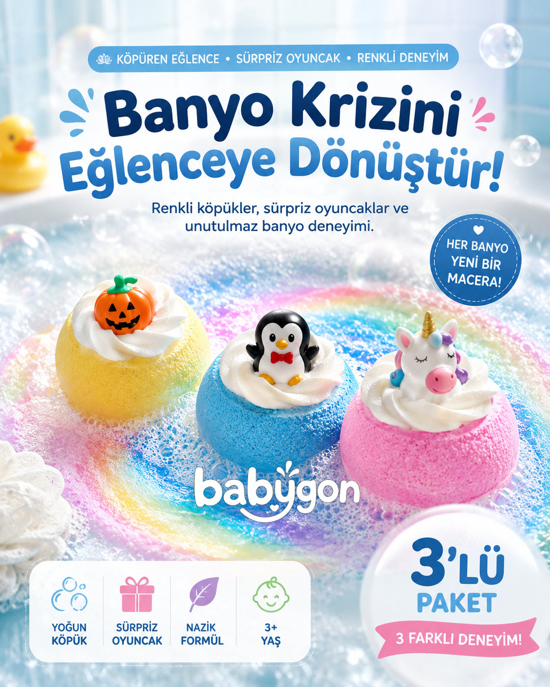 Çılgın Köpüren Sürpriz Oyuncaklı Banyo Topu Seti